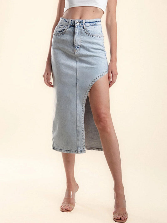 Studded Denim Skirt