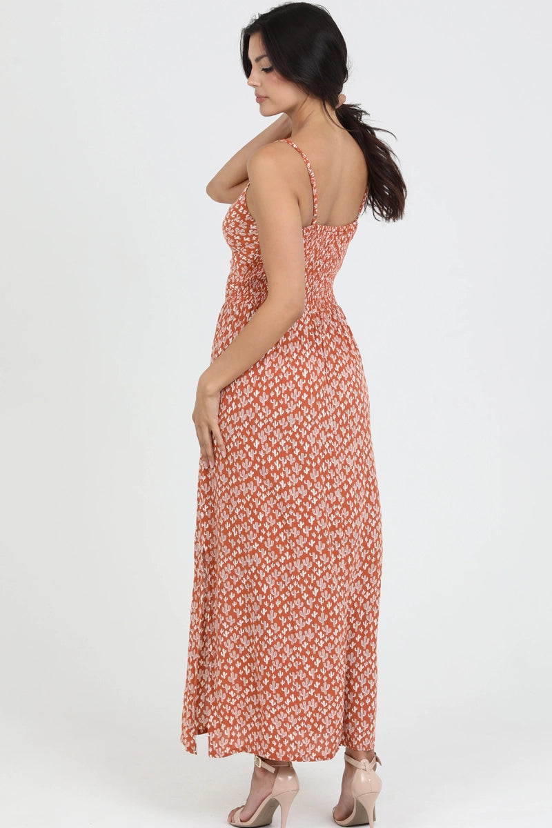 Cactus Twist Front Maxi Dress