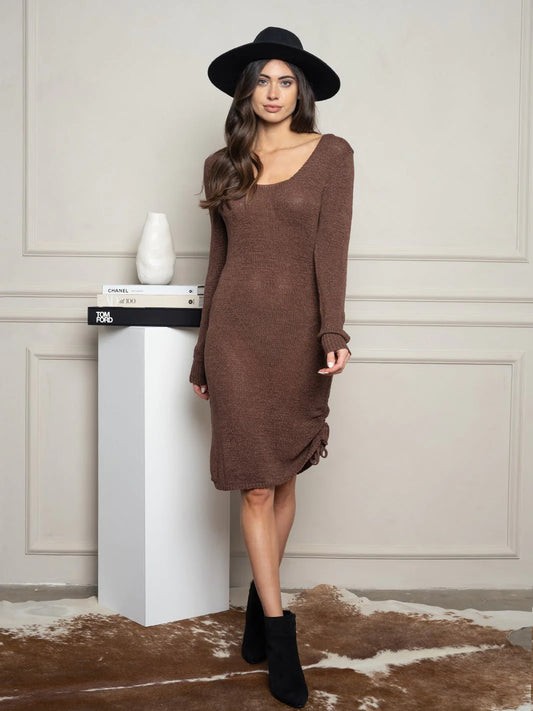 Ruched Midi Sweater Dress