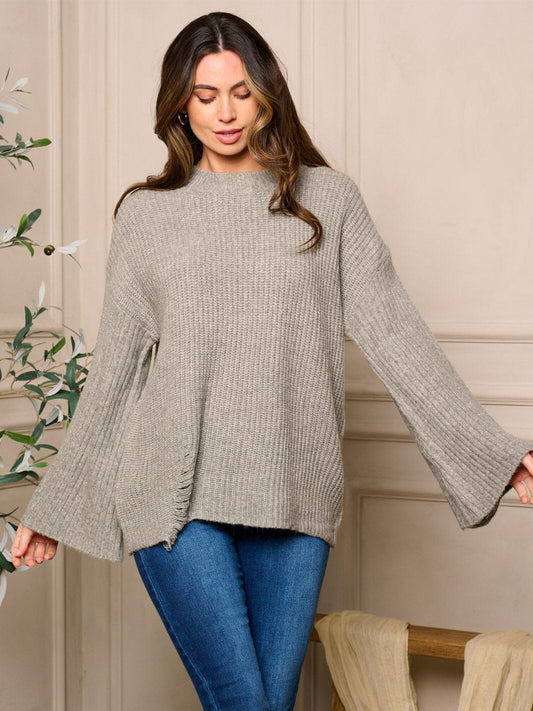 Distressed Bell Sleeve Sweater