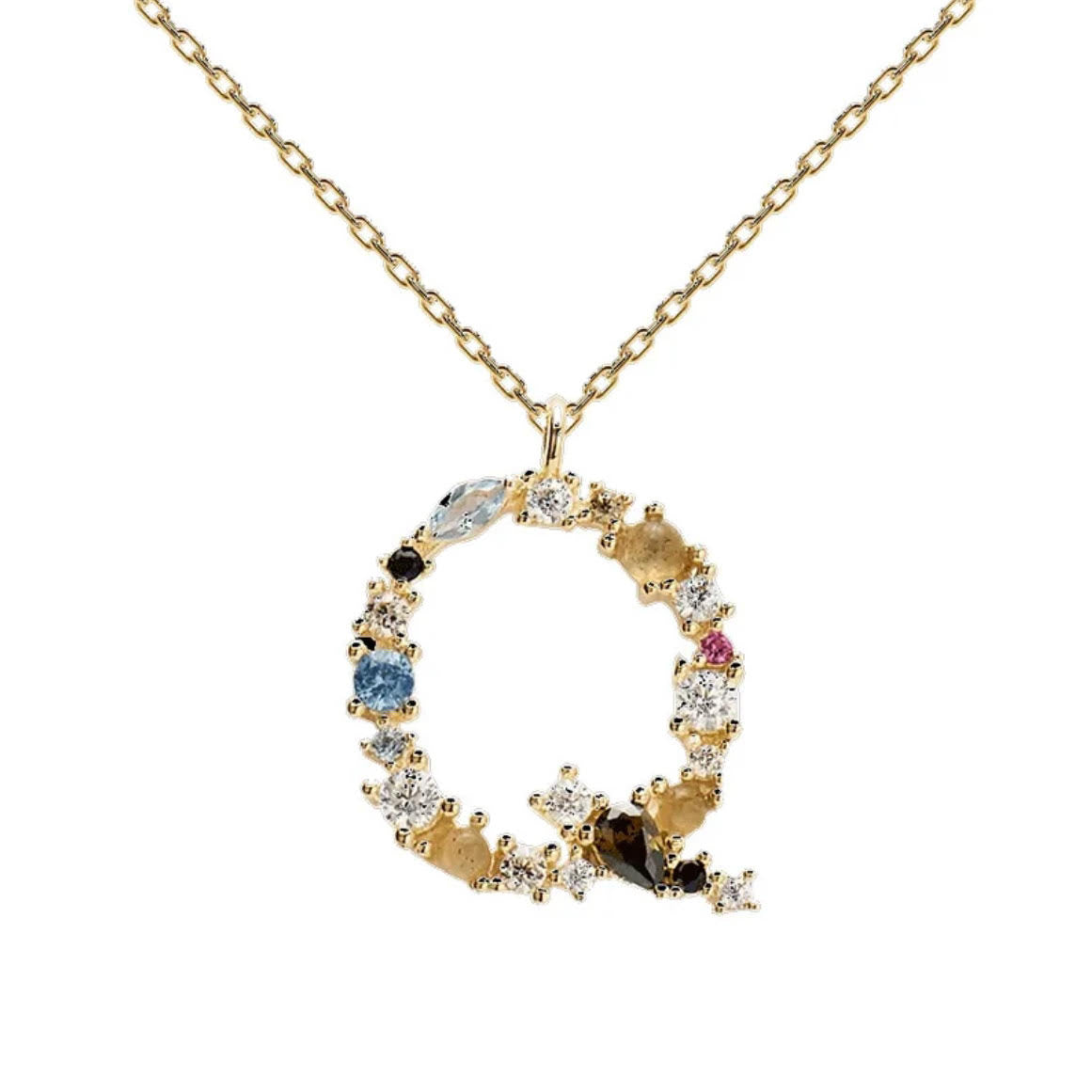 Initial Gemstone Necklace