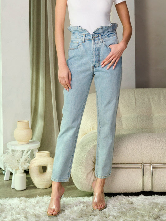 Ruffle High Waist Jeans