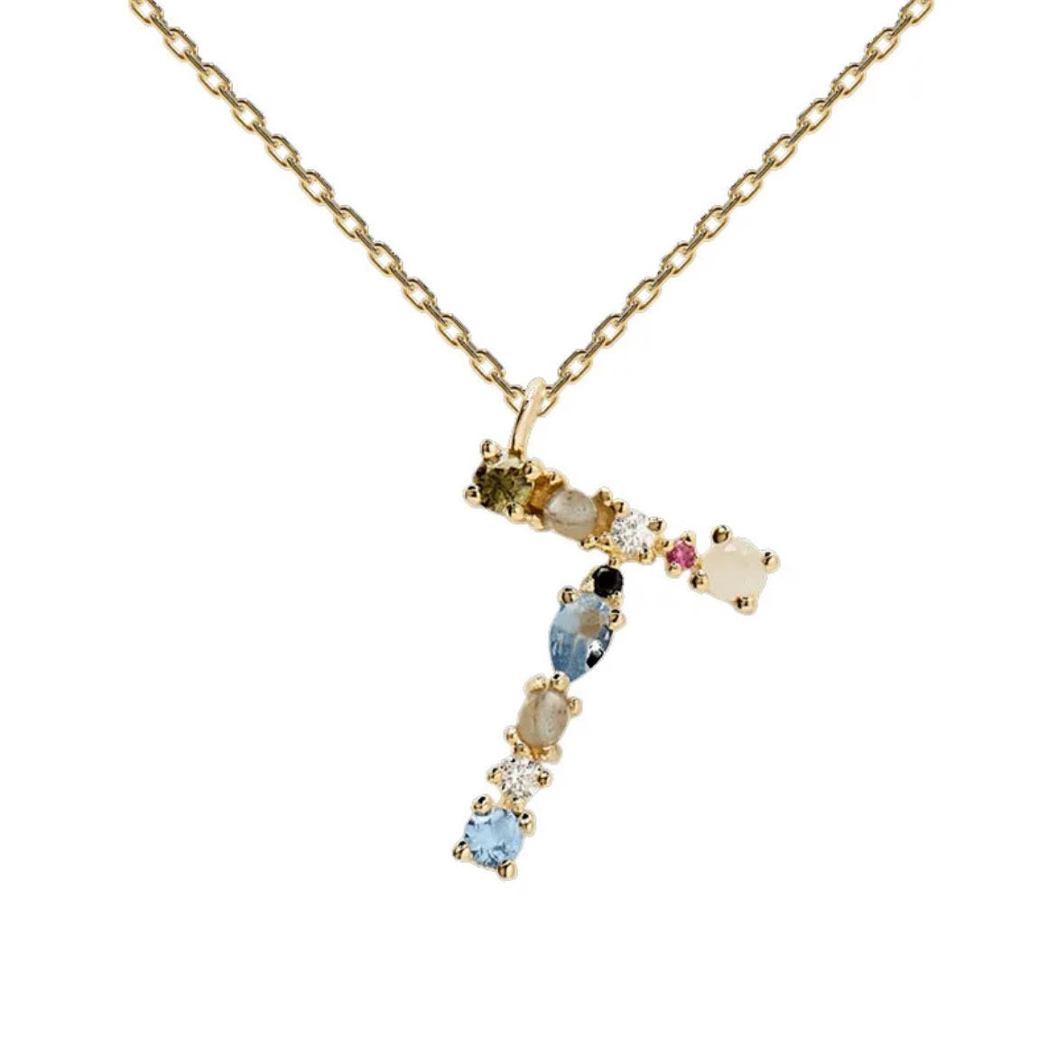 Initial Gemstone Necklace