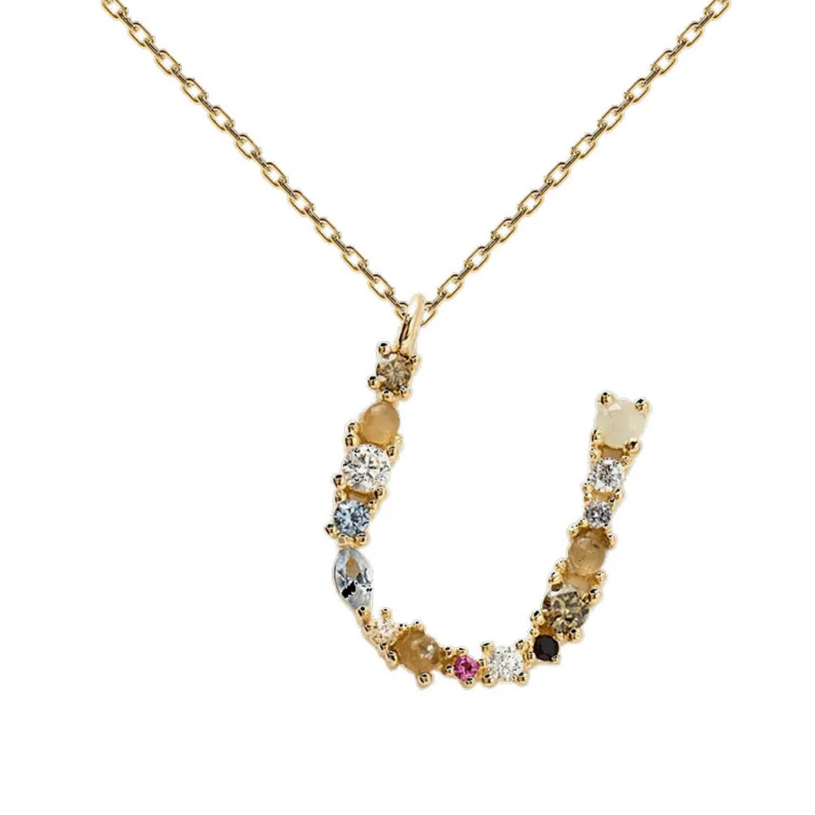 Initial Gemstone Necklace