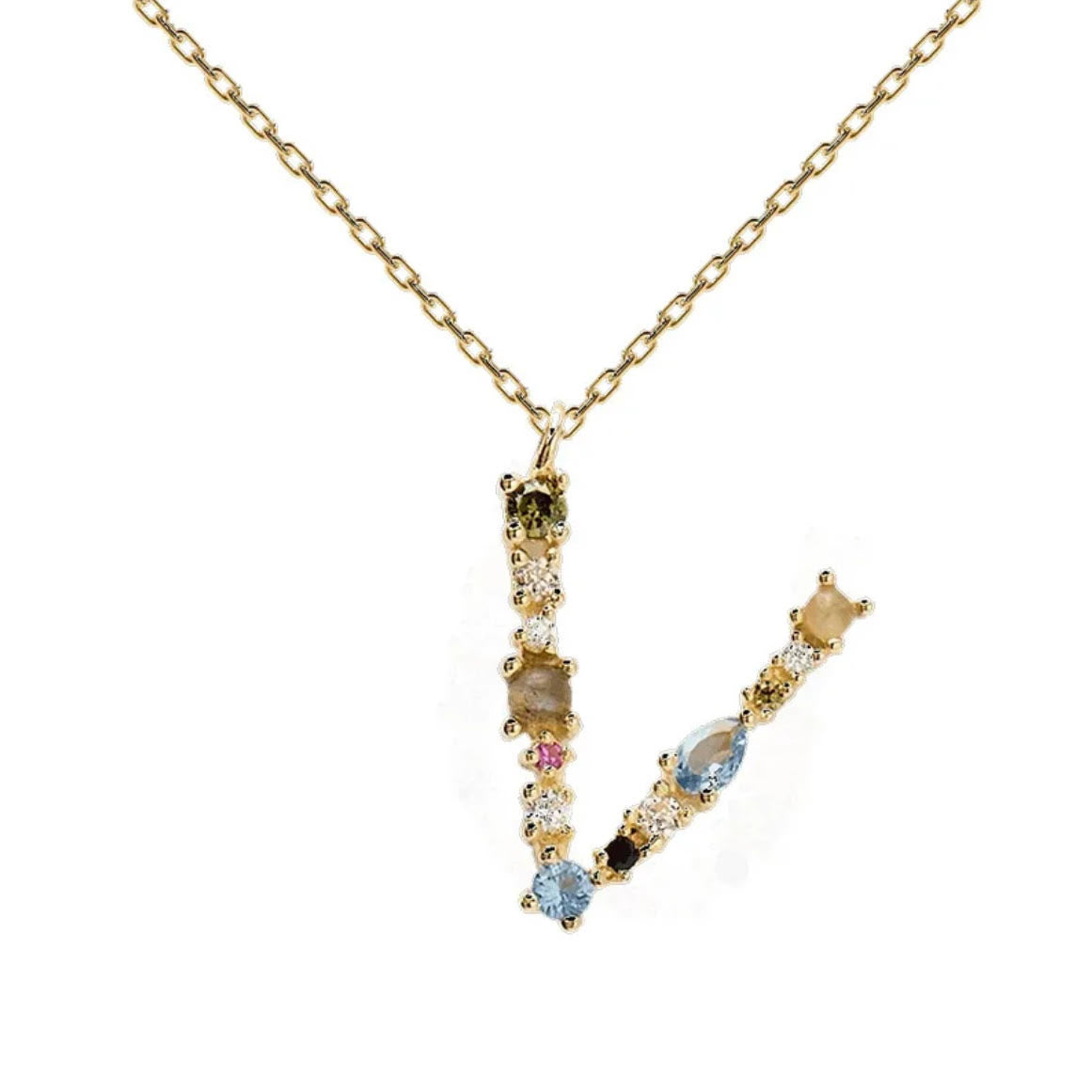 Initial Gemstone Necklace