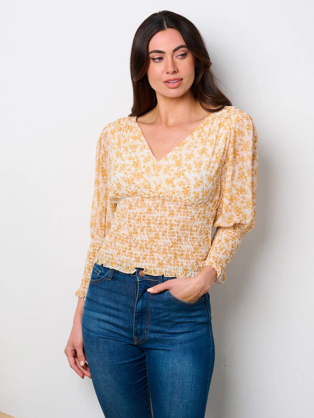 Yellow Smock Floral Blouse