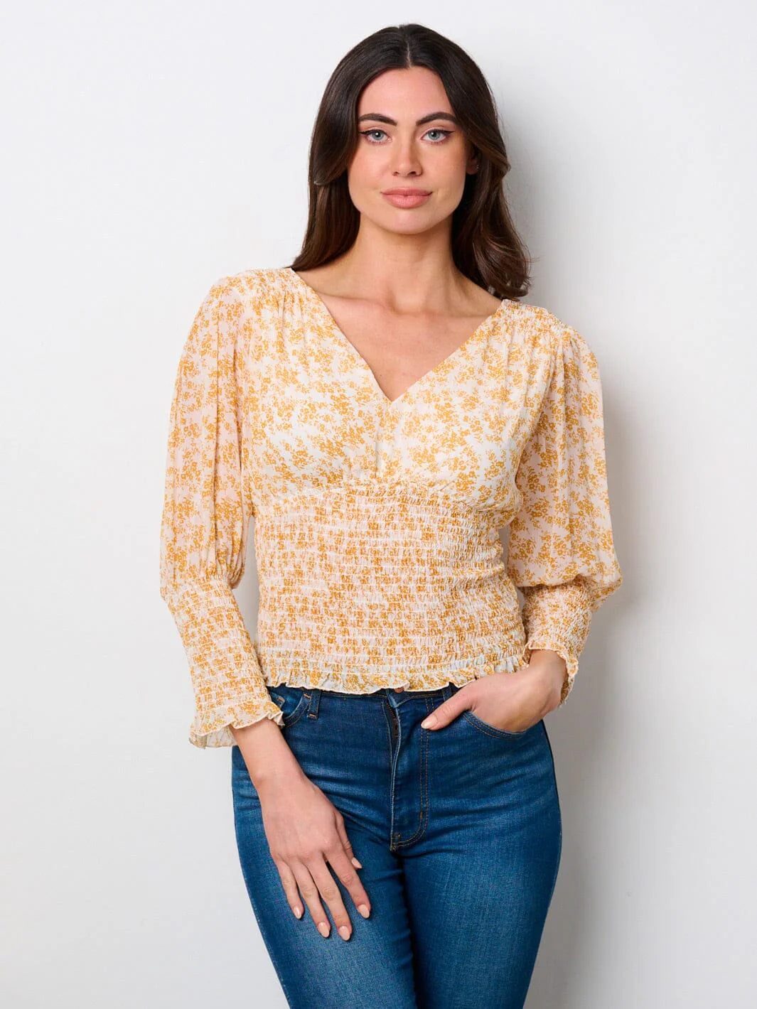 Yellow Smock Floral Blouse